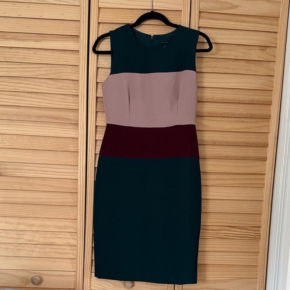Ann Taylor Teal and Burgundy Midi Dress